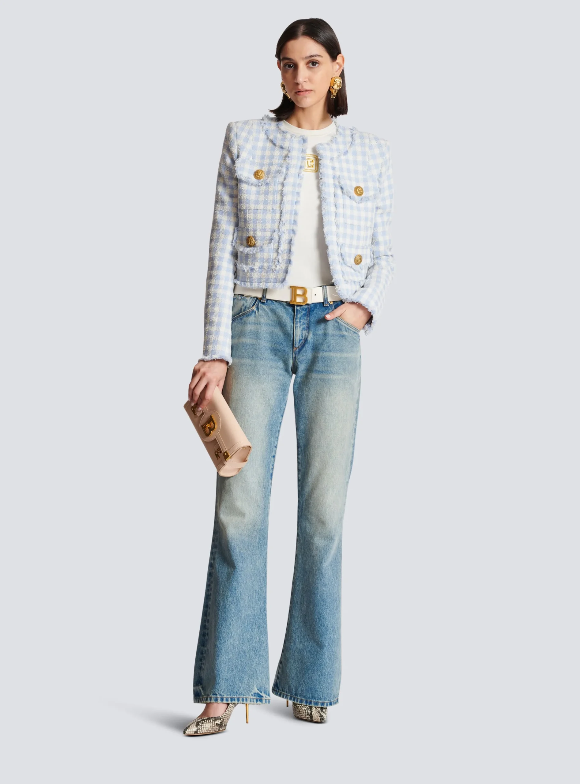 Gingham Tweed Jacket-Balmain Shop