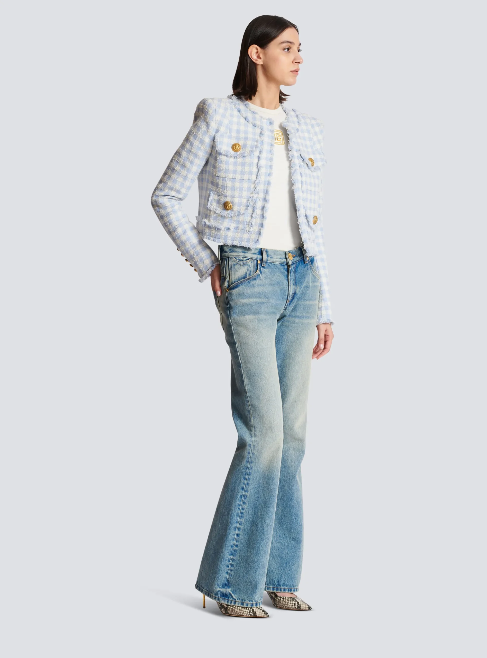 Gingham Tweed Jacket-Balmain Shop
