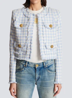 Gingham Tweed Jacket-Balmain Shop