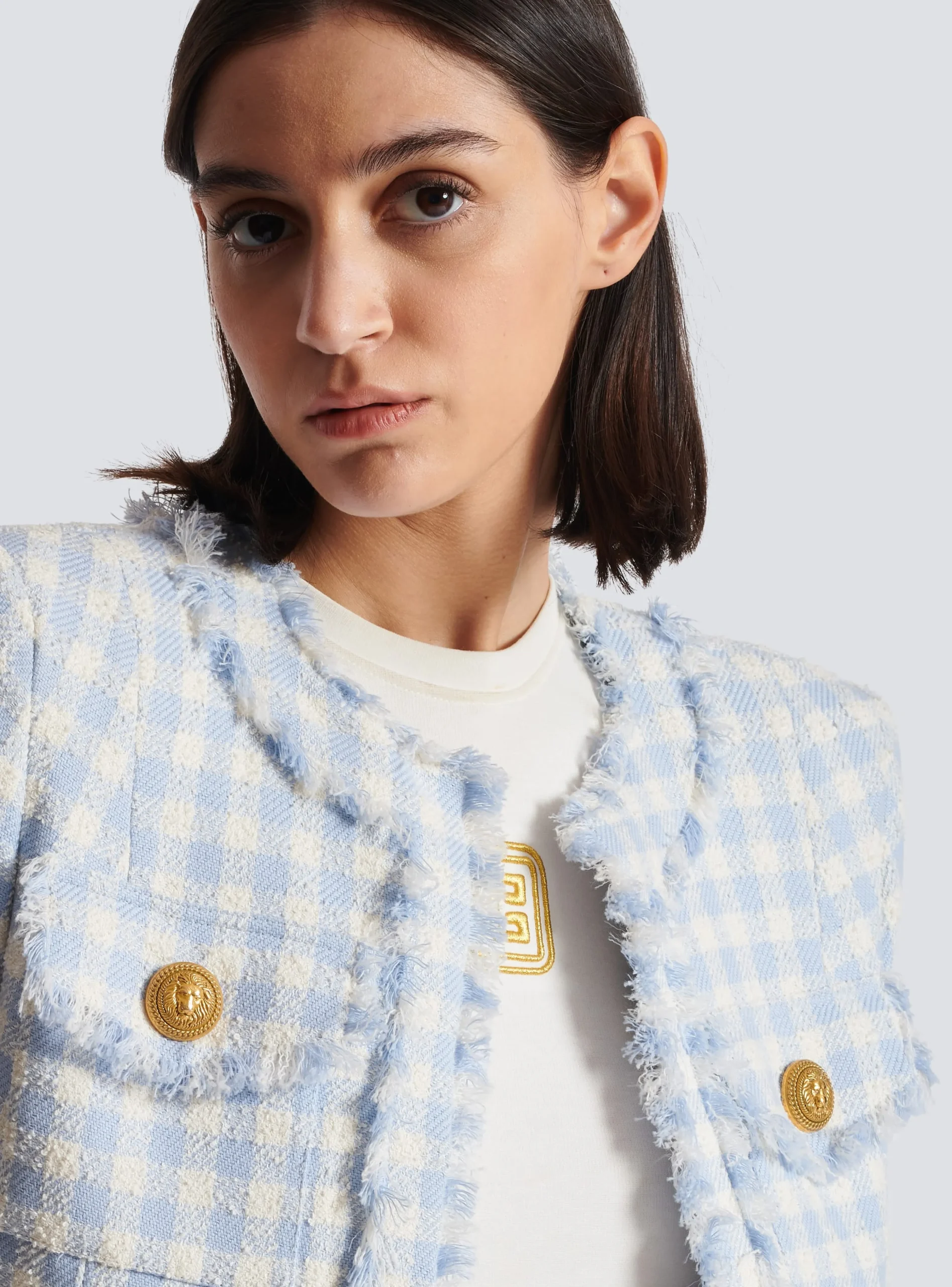 Gingham Tweed Jacket-Balmain Shop