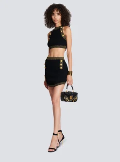 Gold-trimmed Knit Crop Top-Balmain Outlet
