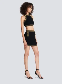 Gold-trimmed Knit Crop Top-Balmain Outlet
