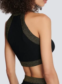 Gold-trimmed Knit Crop Top-Balmain Outlet