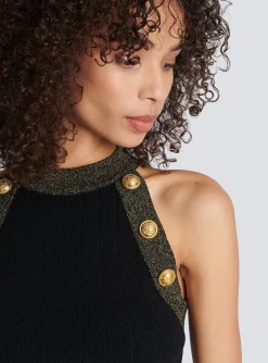 Gold-trimmed Knit Crop Top-Balmain Outlet