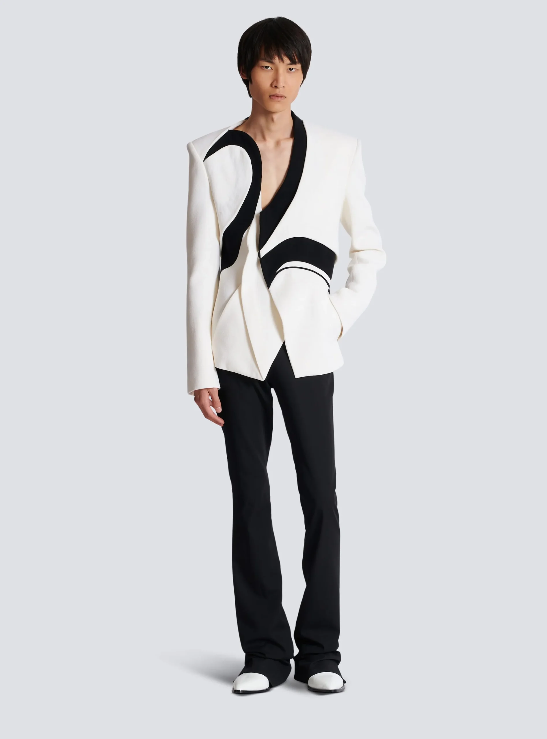 Graphic Double Crepe Blazer With Inserts-Balmain Shop