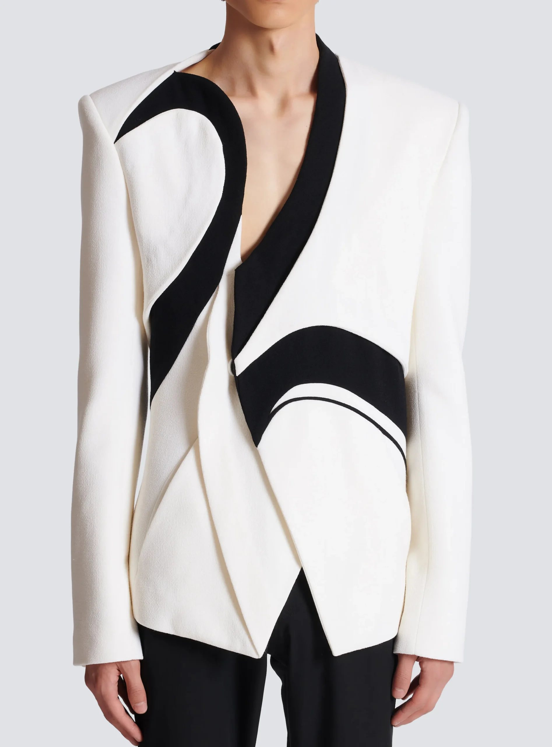 Graphic Double Crepe Blazer With Inserts-Balmain Shop