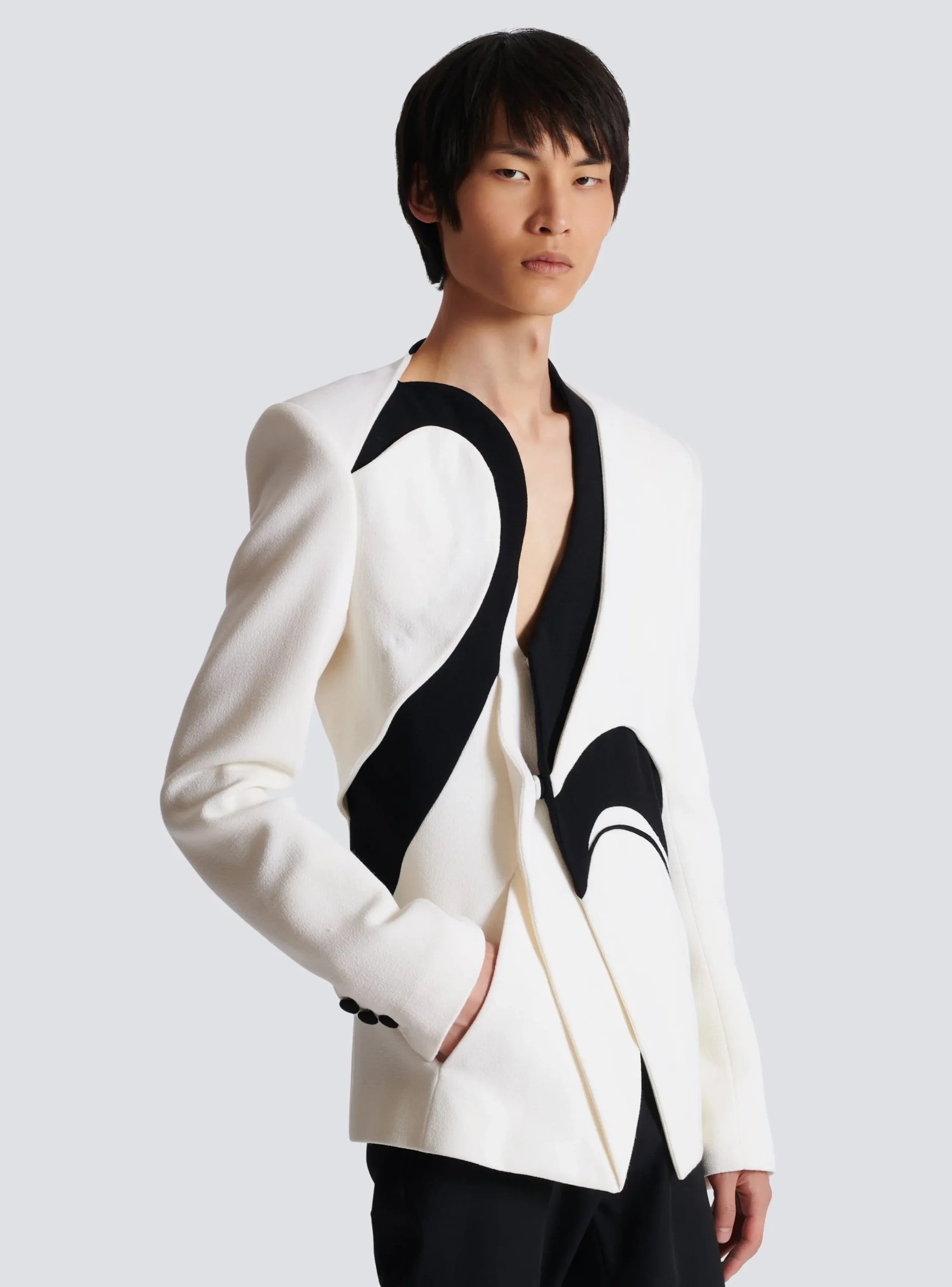 Graphic Double Crepe Blazer With Inserts-Balmain Shop