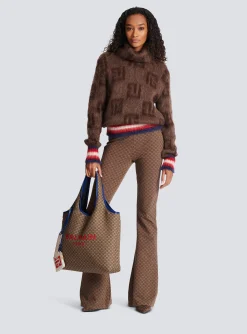 Grocery Bag In Monogram Canvas And Smooth Leather-Balmain New