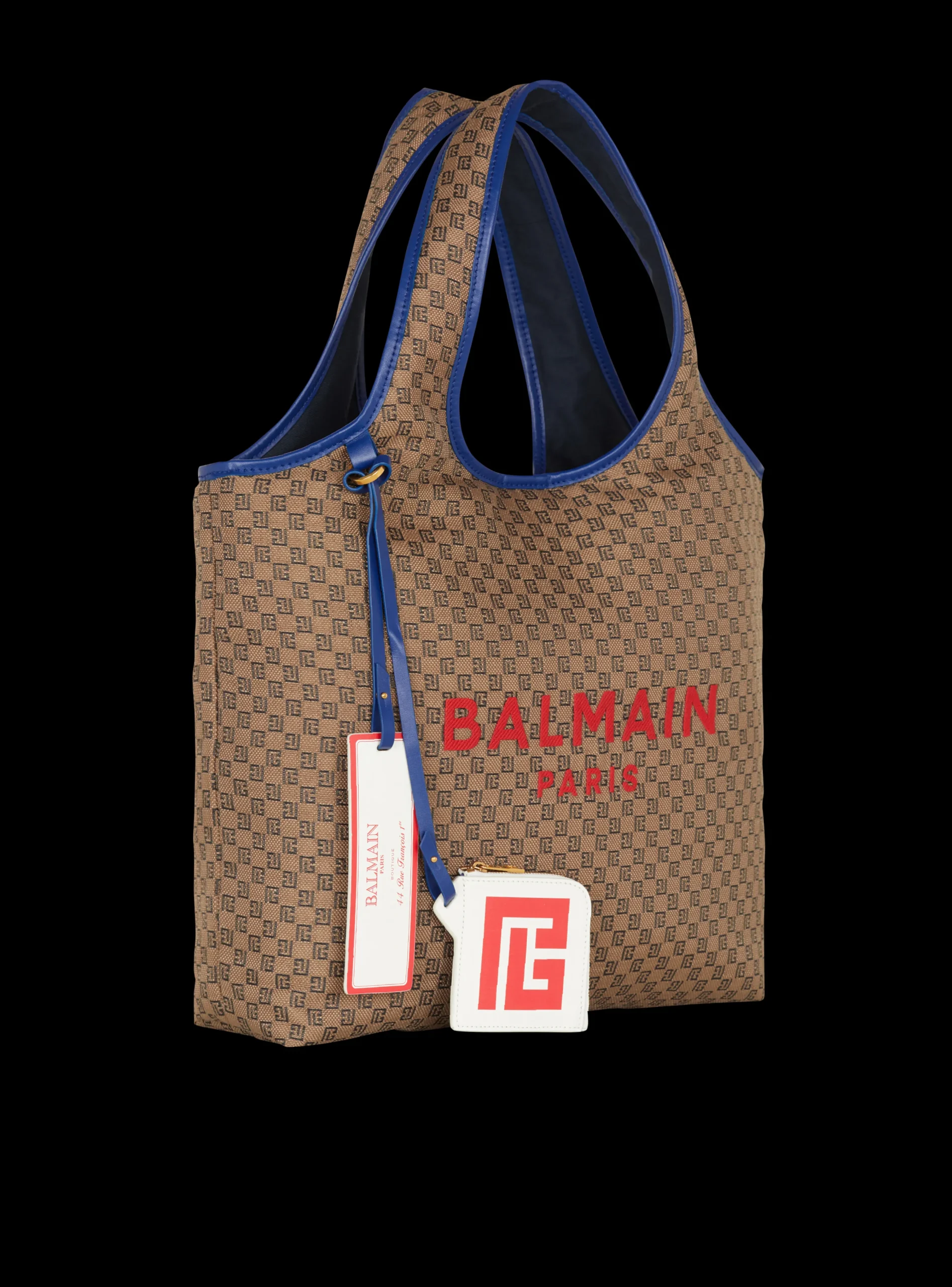 Grocery Bag In Monogram Canvas And Smooth Leather-Balmain New
