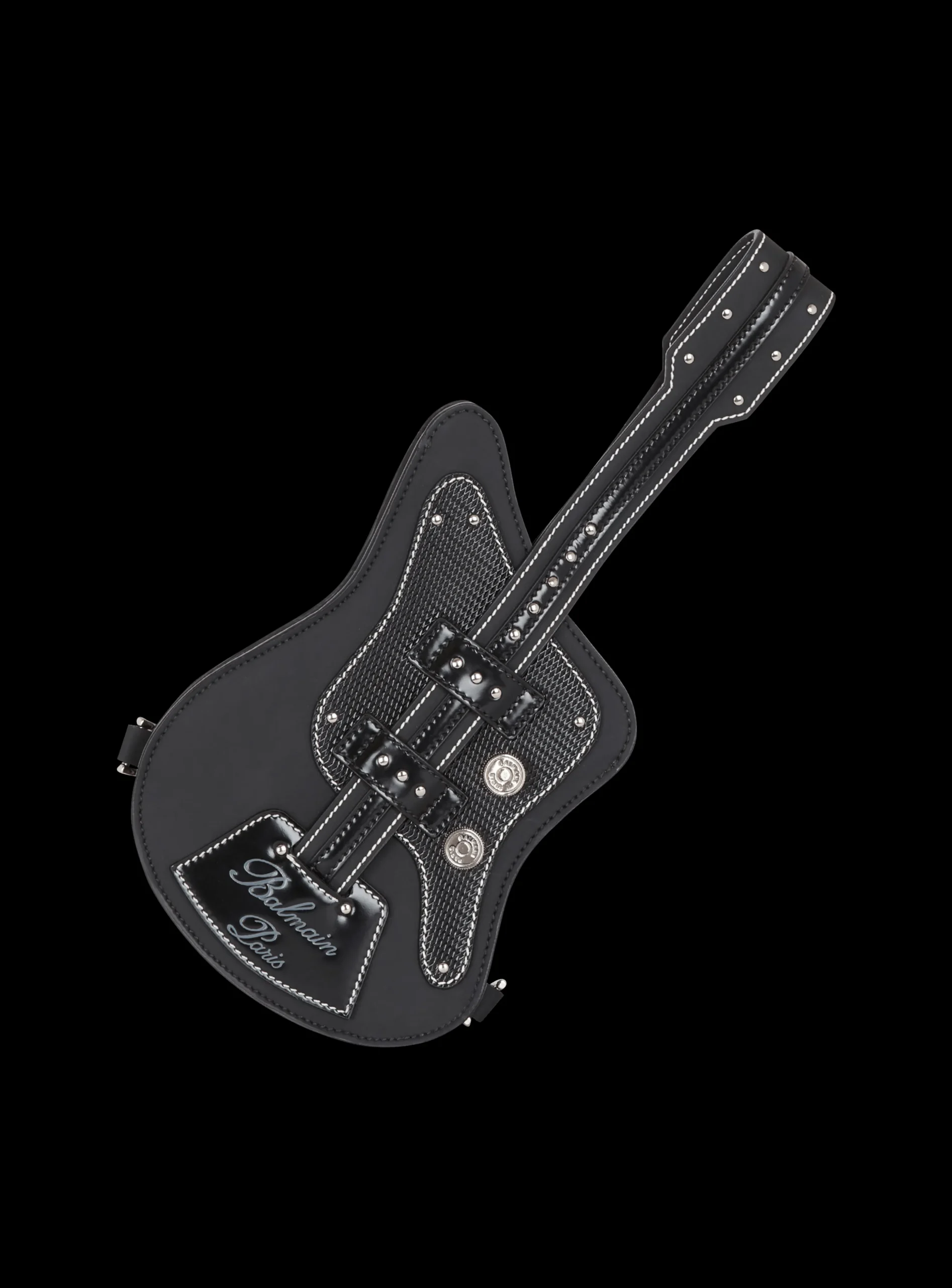 Guitar Rubber-effect Leather Clutch-Balmain Best Sale