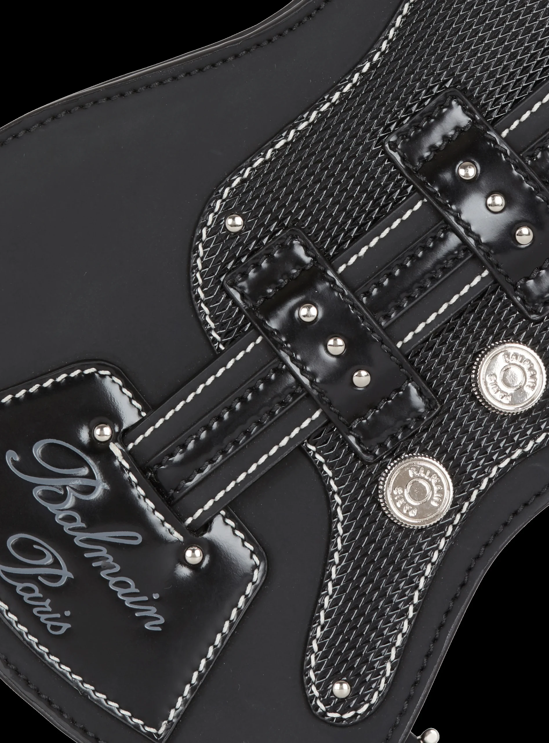 Guitar Rubber-effect Leather Clutch-Balmain Best Sale