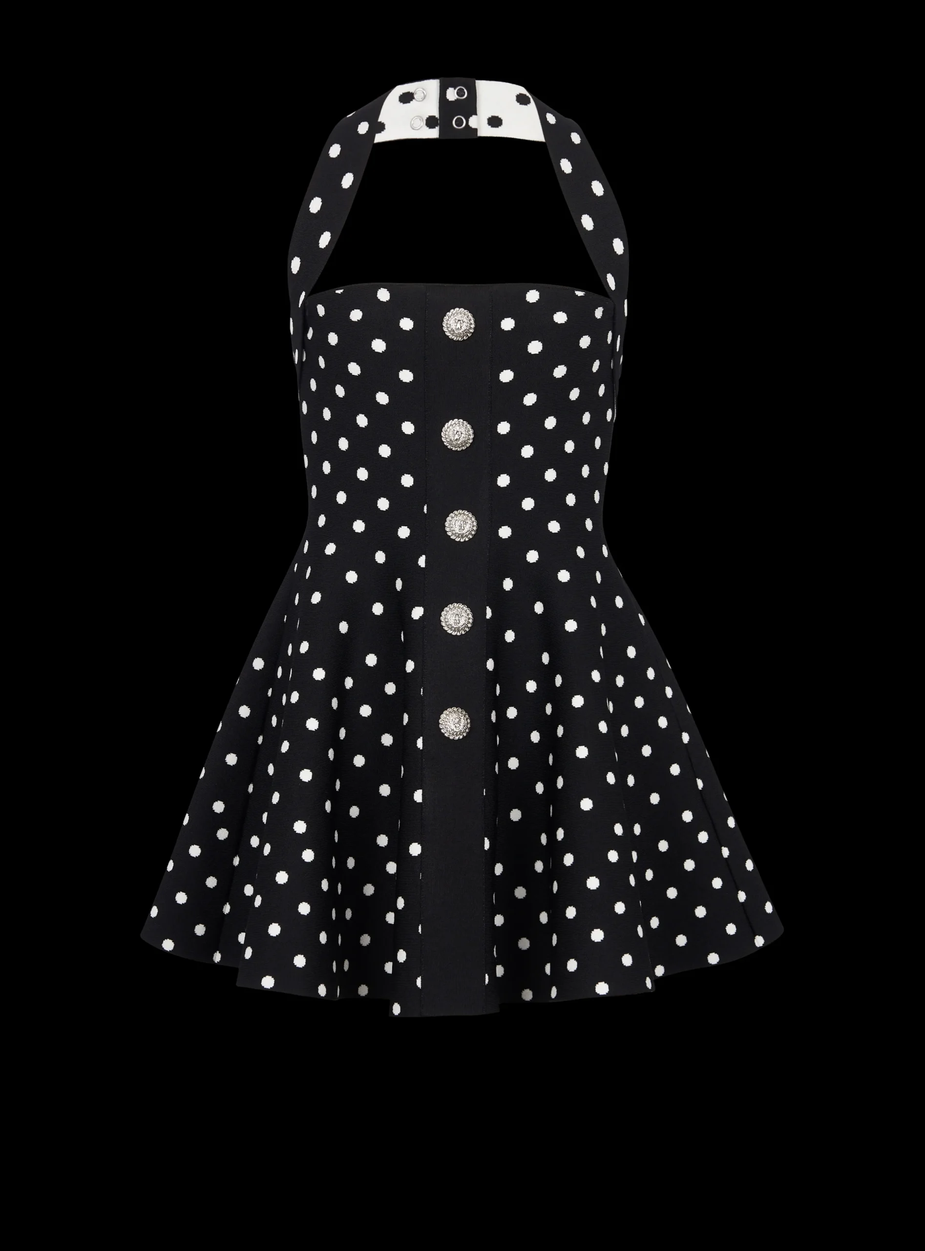 Halterneck Dress In A Polka-dot Jacquard Knit-Balmain Best