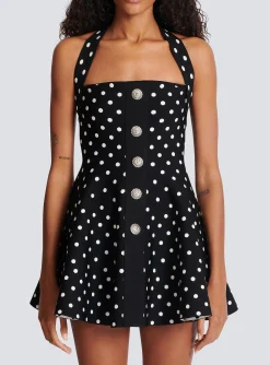 Halterneck Dress In A Polka-dot Jacquard Knit-Balmain Best