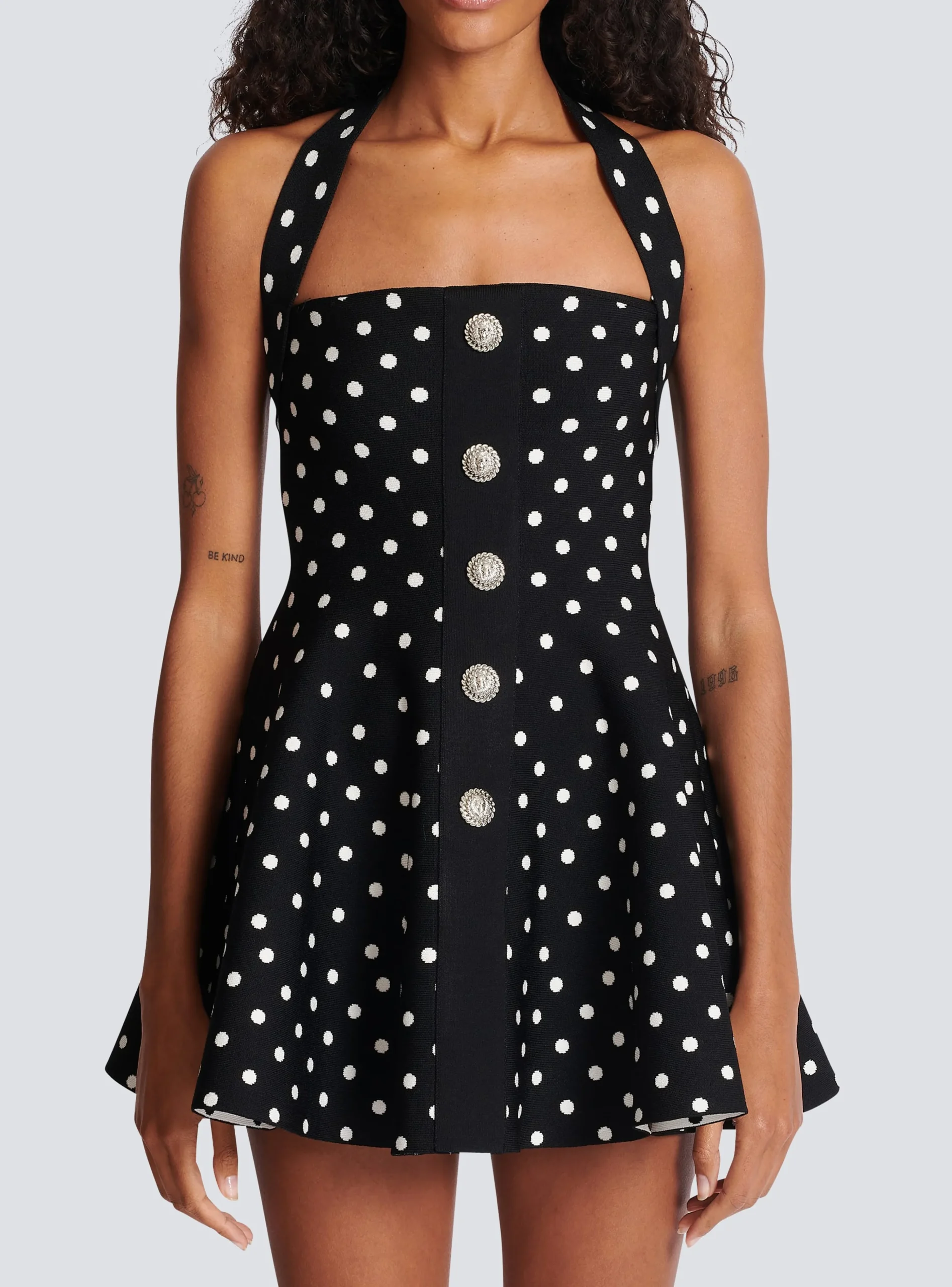 Halterneck Dress In A Polka-dot Jacquard Knit-Balmain Best