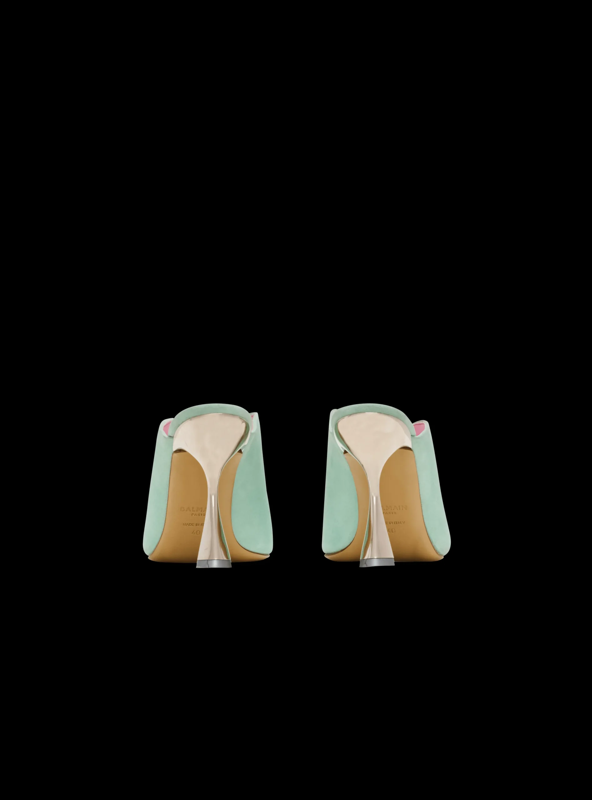 Heeled Eden Mules In Suede Leather-Balmain Flash Sale