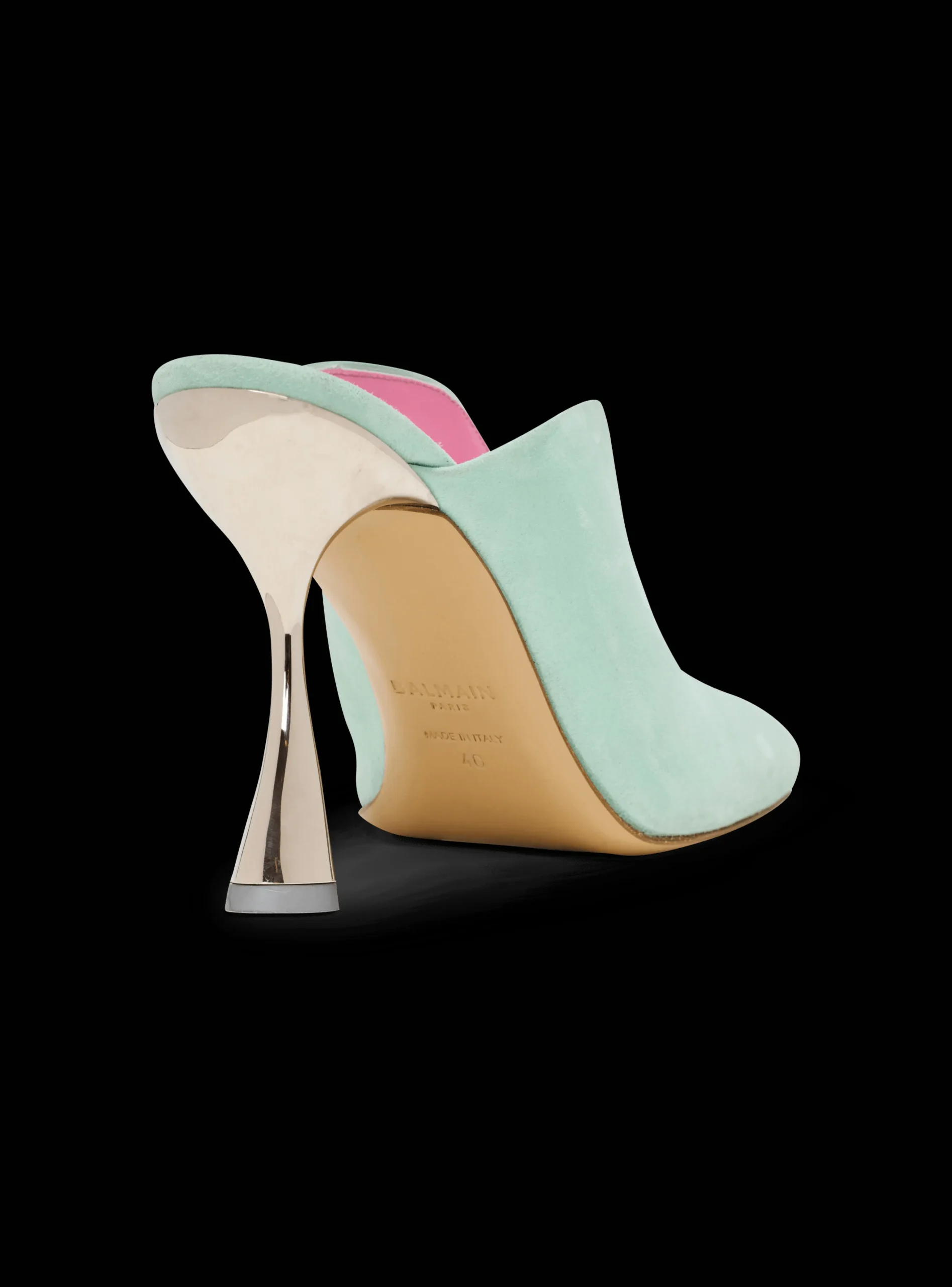 Heeled Eden Mules In Suede Leather-Balmain Flash Sale
