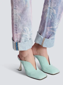 Heeled Eden Mules In Suede Leather-Balmain Flash Sale