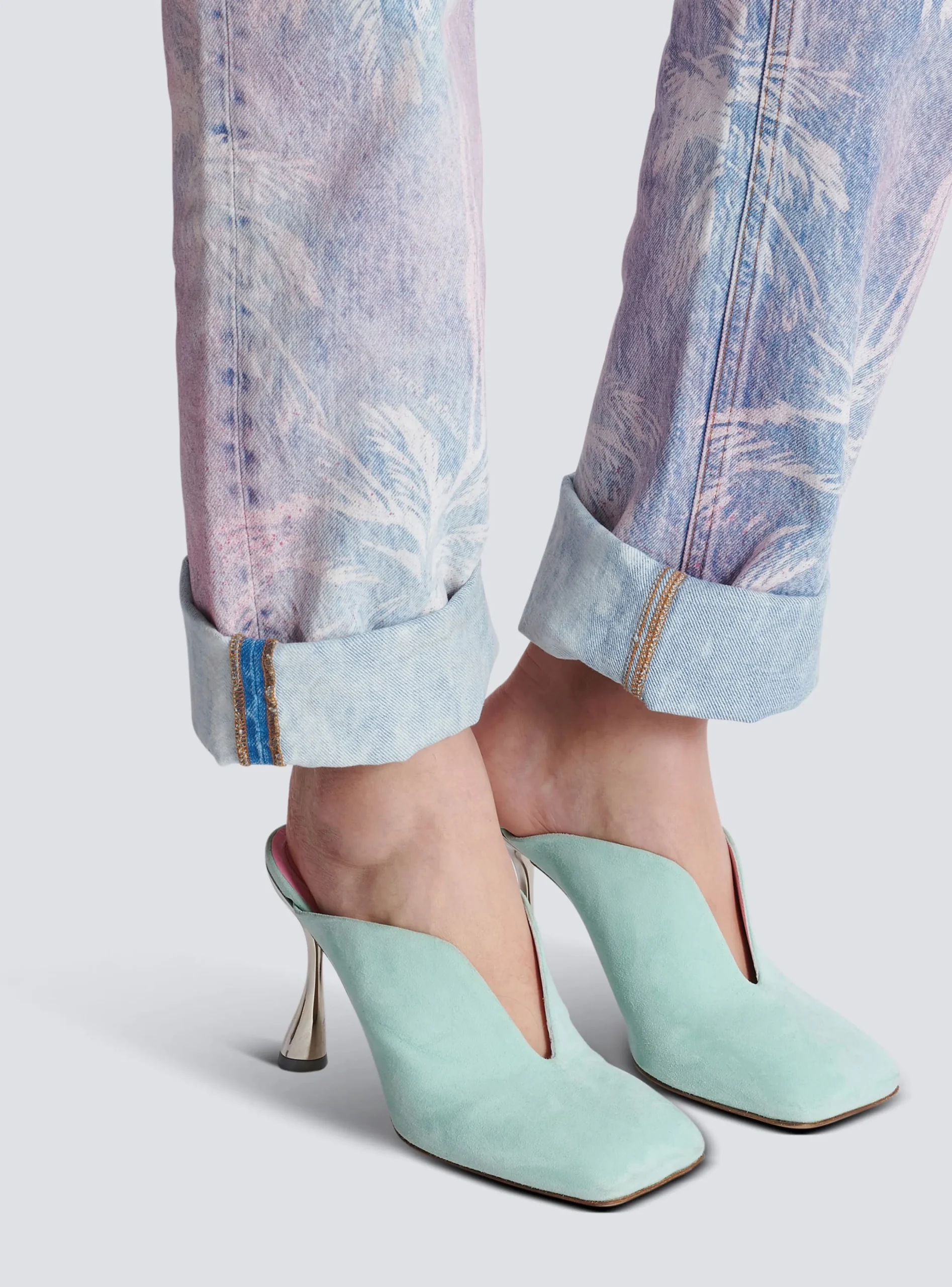 Heeled Eden Mules In Suede Leather-Balmain Flash Sale