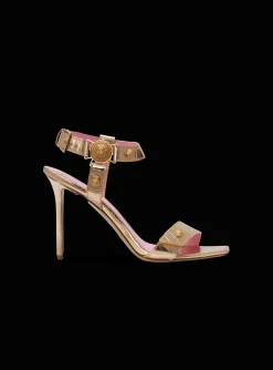 Heeled Eva Sandals In Mirrored Leather-Balmain Store