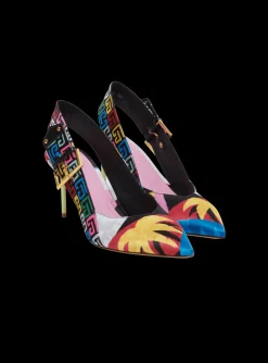 Heeled Ruby Slingbacks In Printed Satin-Balmain Cheap