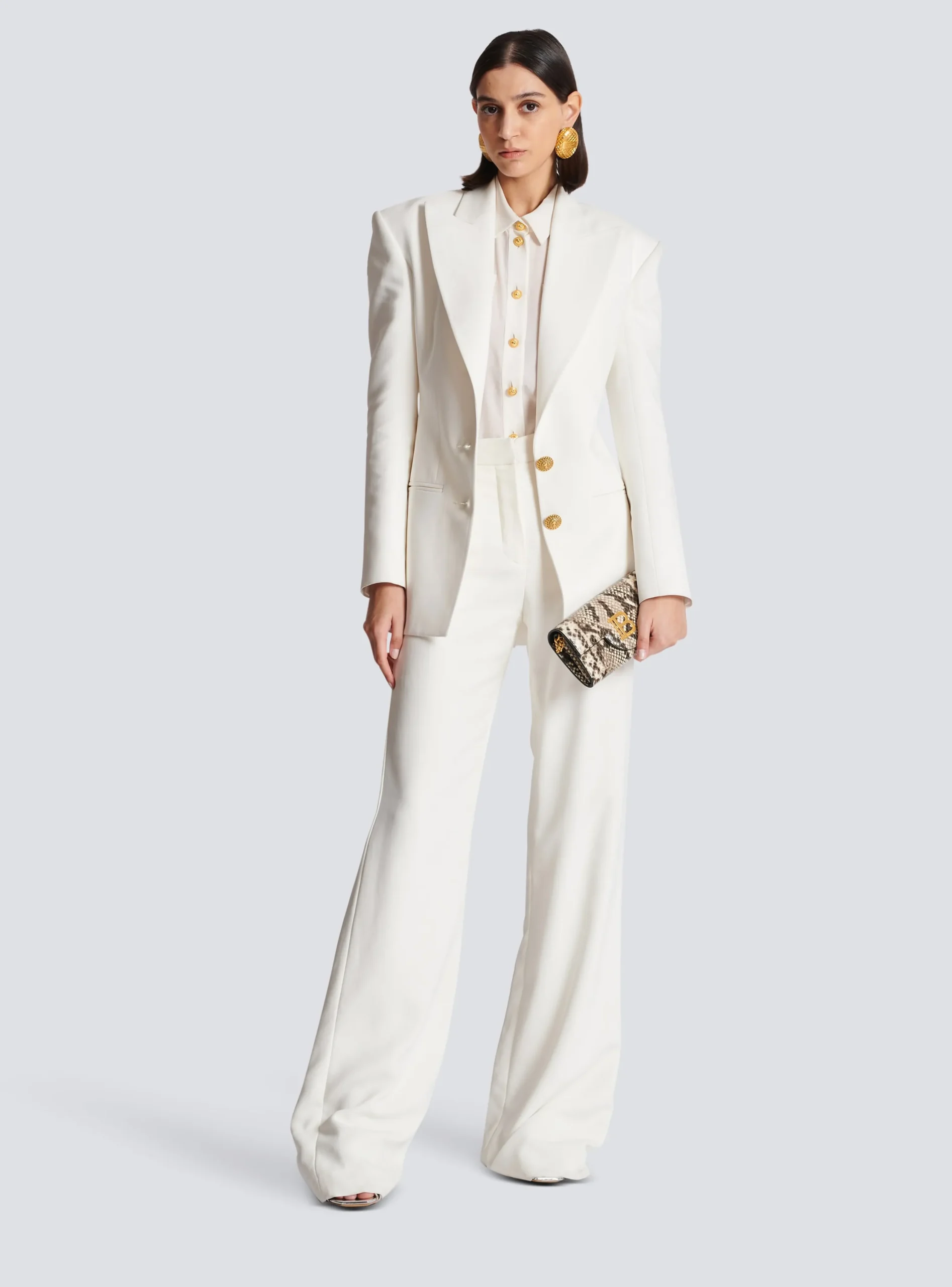 High-waisted Crepe Trousers-Balmain Shop