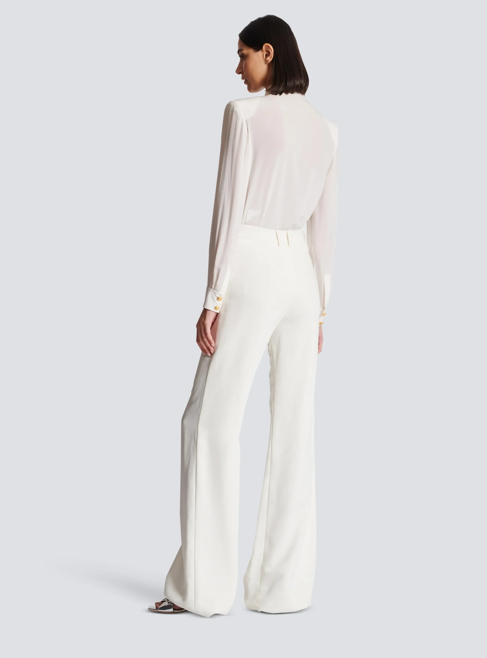 High-waisted Crepe Trousers-Balmain Shop