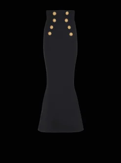 High-waisted Long Skirt With Buttons-Balmain Flash Sale