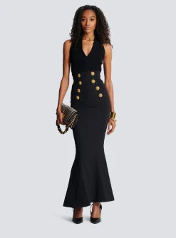 High-waisted Long Skirt With Buttons-Balmain Flash Sale