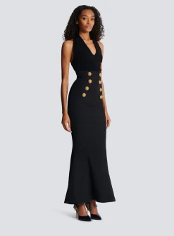 High-waisted Long Skirt With Buttons-Balmain Flash Sale