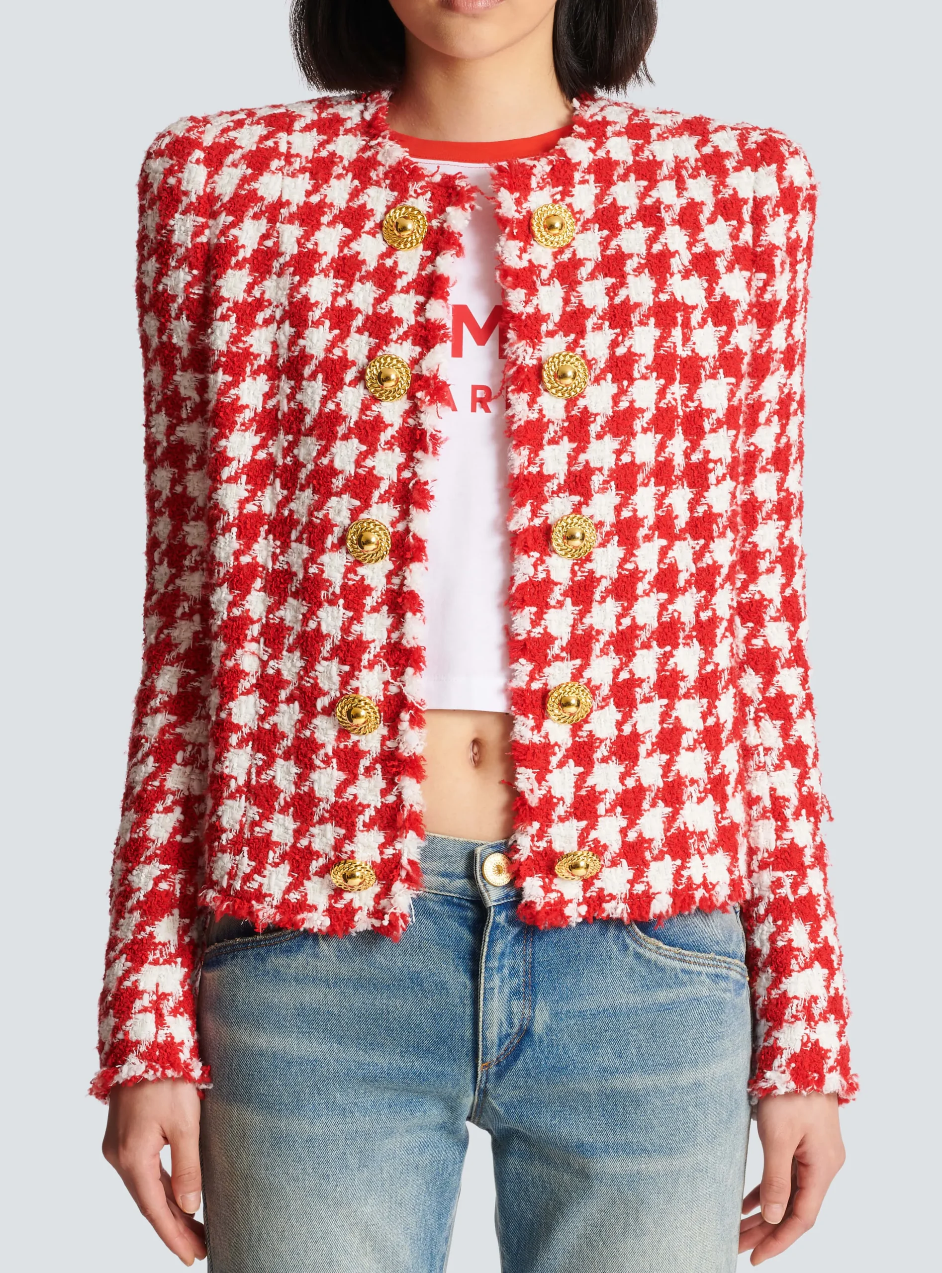 Houndstooth Tweed Jacket-Balmain Discount