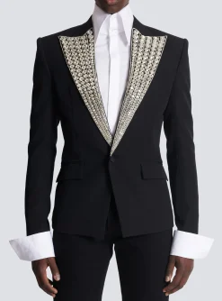 Jacket With Crystal-embellished Collar-Balmain Shop