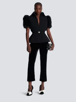 Jacket With Short Faux Fur Sleeves-Balmain Discount