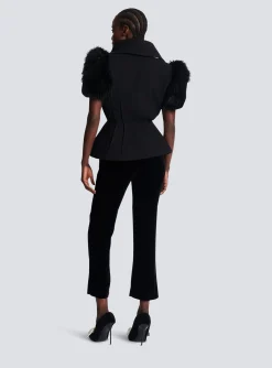 Jacket With Short Faux Fur Sleeves-Balmain Discount