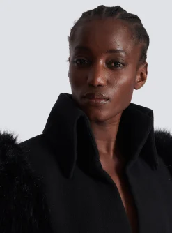 Jacket With Short Faux Fur Sleeves-Balmain Discount
