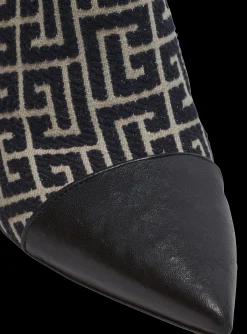 Jacquard Monogram And Leather Roni Ankle Boots-Balmain Fashion