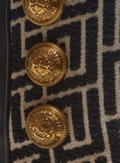 Jacquard Monogram And Leather Roni Ankle Boots-Balmain Fashion
