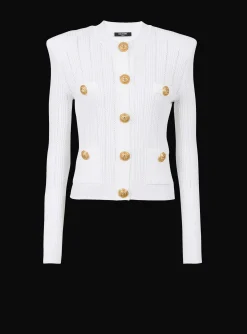 Knit Cardigan With Gold Buttons-Balmain Clearance