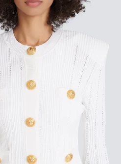 Knit Cardigan With Gold Buttons-Balmain Clearance
