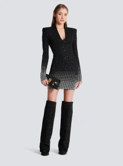 Knit Dress With Pearl And Crystal Embroidery-Balmain Best