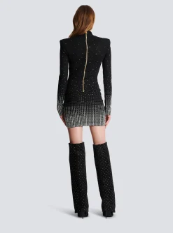 Knit Dress With Pearl And Crystal Embroidery-Balmain Best