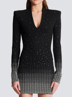 Knit Dress With Pearl And Crystal Embroidery-Balmain Best