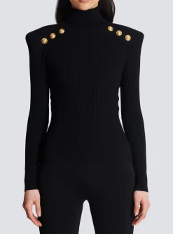 Knit Jumper With Gold Buttons-Balmain Shop