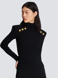 Knit Jumper With Gold Buttons-Balmain Shop
