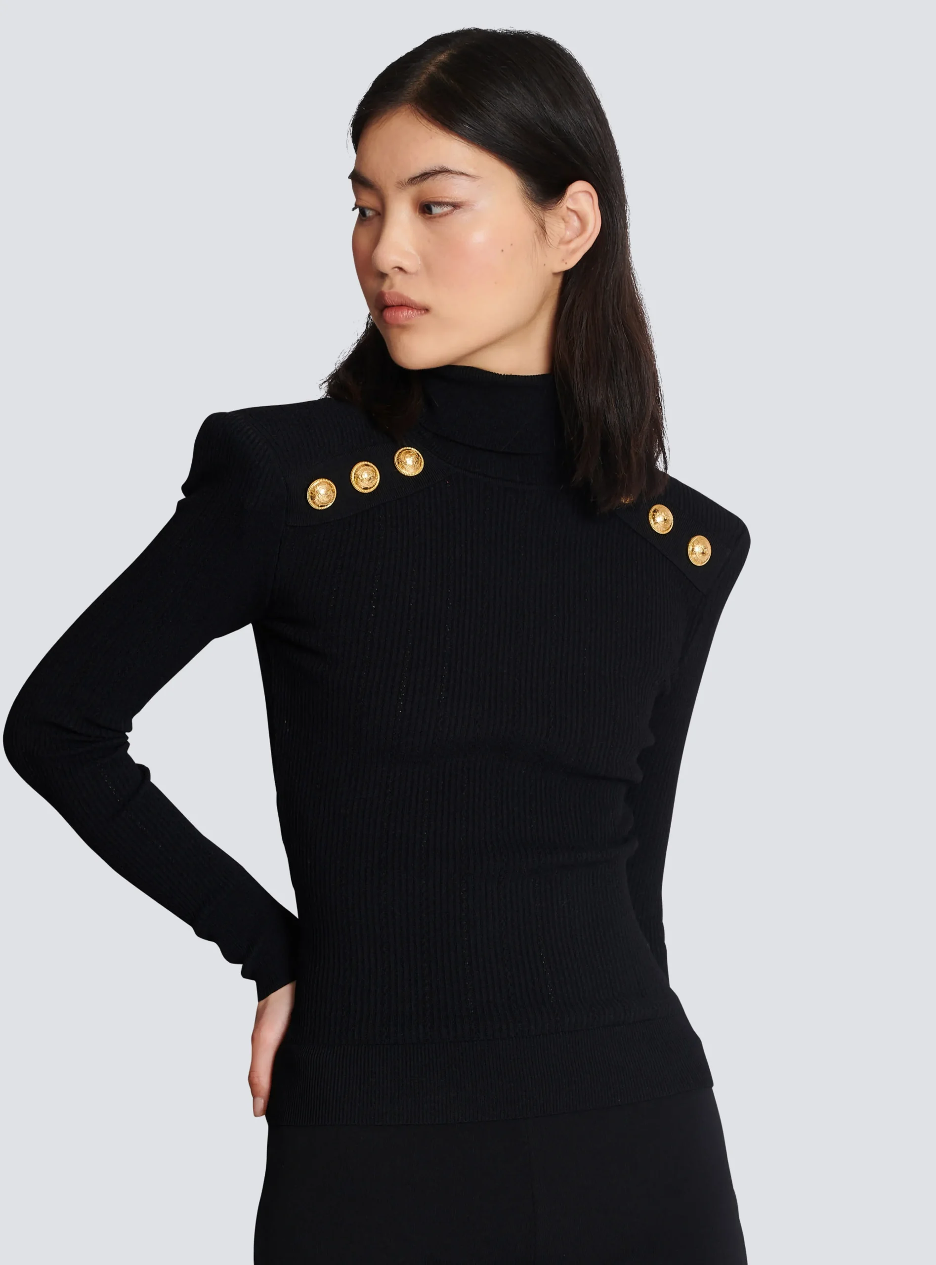 Knit Jumper With Gold Buttons-Balmain Shop