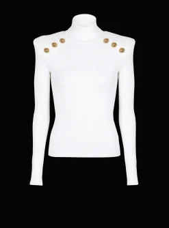 Knit Jumper With Gold Buttons-Balmain Outlet