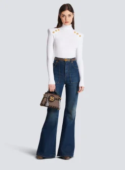 Knit Jumper With Gold Buttons-Balmain Outlet