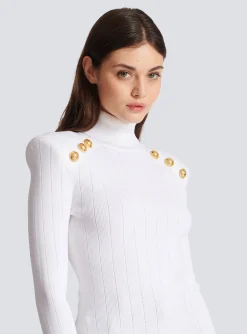 Knit Jumper With Gold Buttons-Balmain Outlet