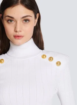 Knit Jumper With Gold Buttons-Balmain Outlet