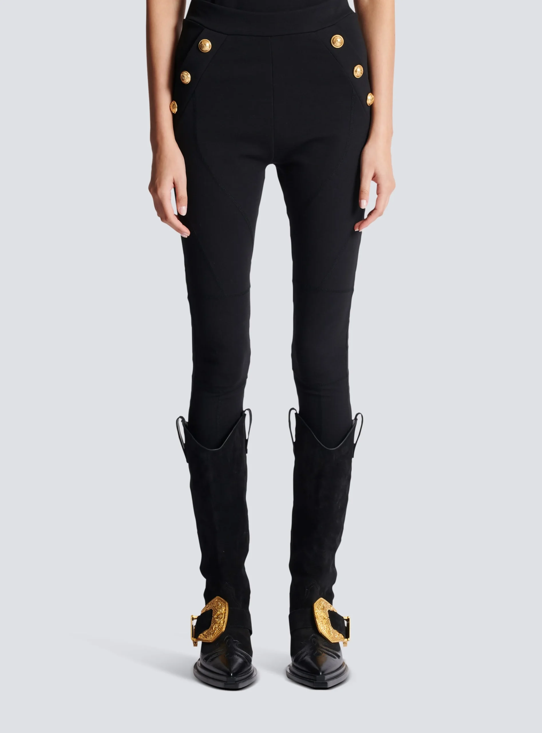 Knit Leggings With 6 Buttons-Balmain Cheap