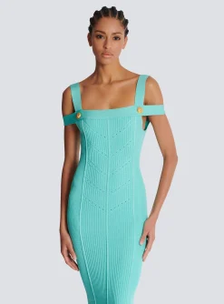 Knit Midi Dress With Double Straps-Balmain Best Sale